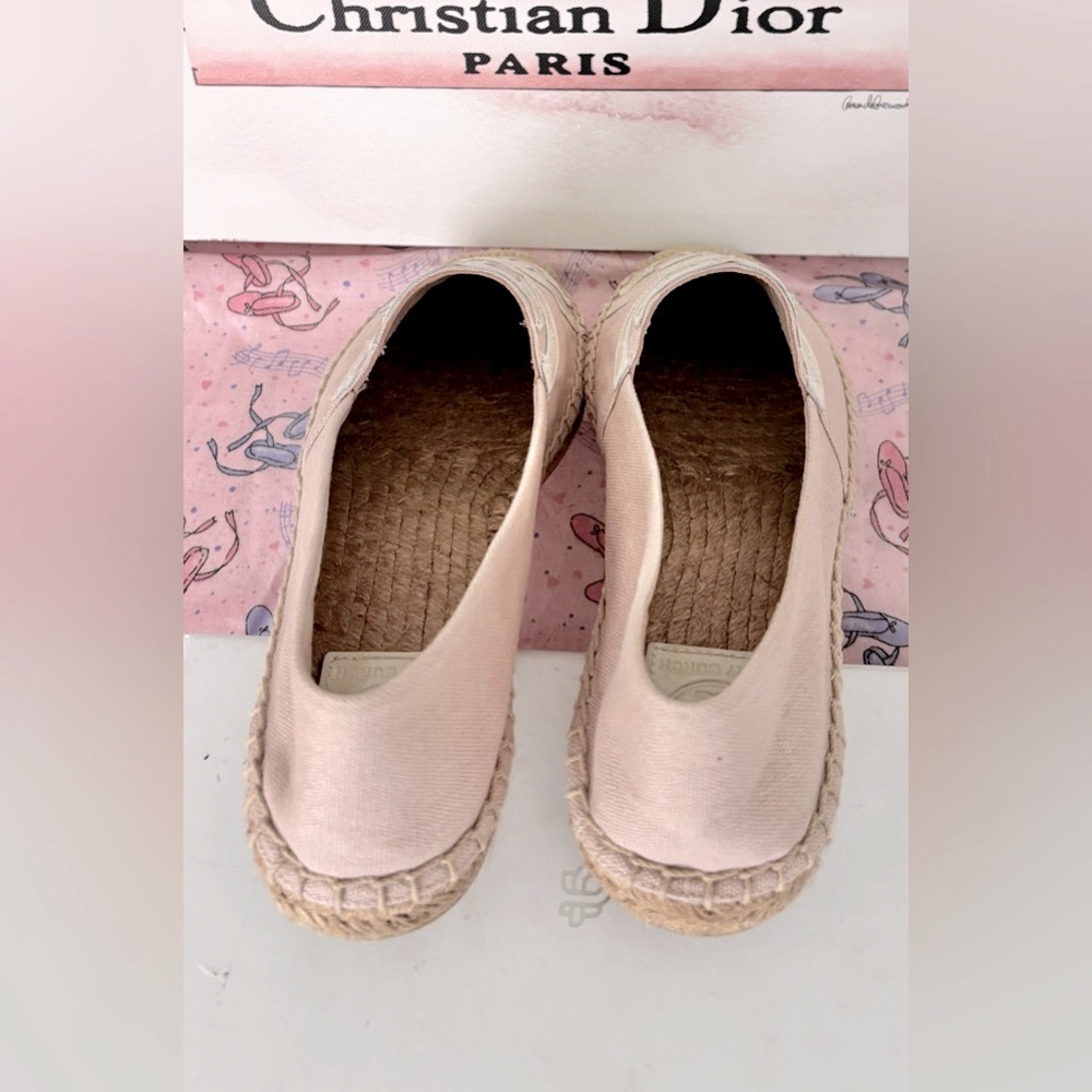 Tory Burch Poppy Espadrille Poppy Leather Canvas Cap Toe Pale Pink Size 9 NWOT - Picture 8 of 12
